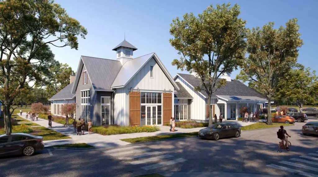 Rendering of Street Side Club House at Wild Air Landing apartments in zionsville