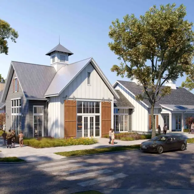 Rendering of Street Side Club House at Wild Air Landing apartments in zionsville